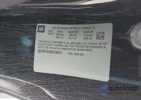 2012 Chevrolet Camaro 1Ls z USA, uszkodzony, nr VIN 2G1FE1E36C9198011